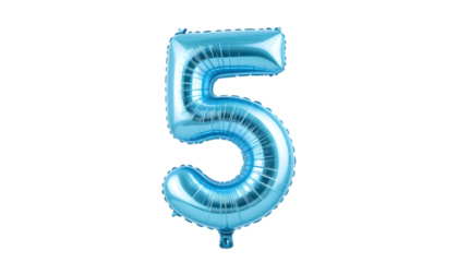 Light blue number five foil balloon.
