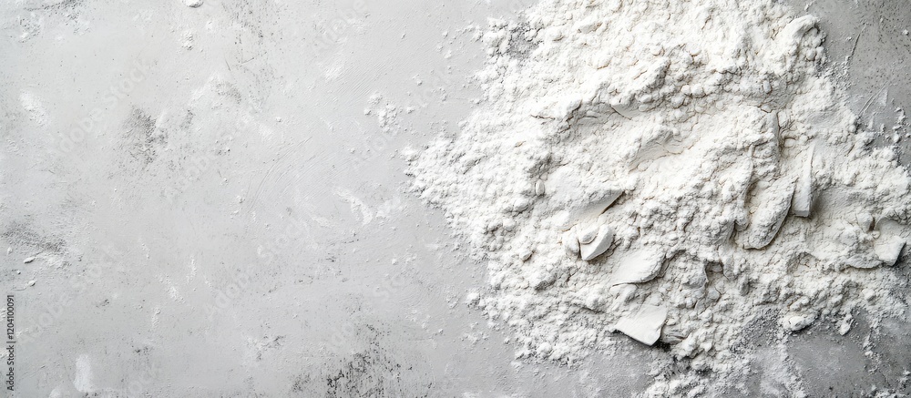 Aufkleber white flour spread on a gray surface with copy space for text or design elements