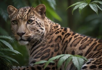 Fototapeta premium Panthera Pardus: A Stealthy Predator in Its Natural Habitat.