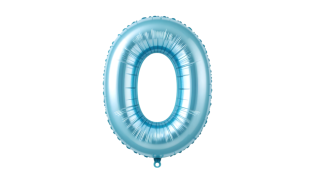 Light blue number zero foil balloon.