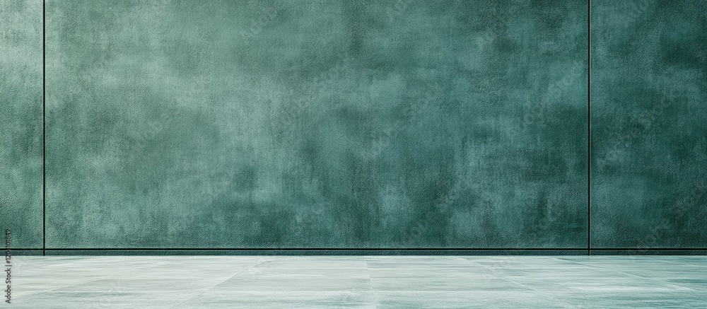 Poster textured green concrete wall with smooth floor and ample copy space for placement of text or graphic