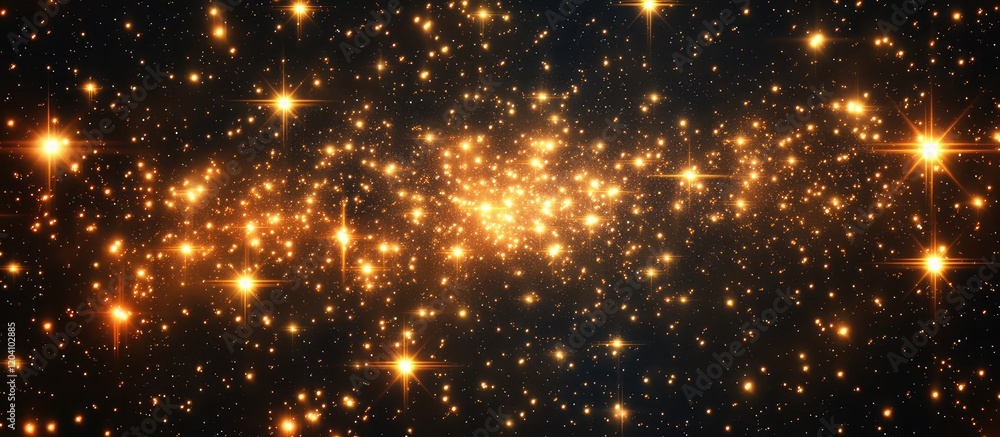 Poster star field in deep space with numerous twinkling stars against a black background featuring copy spa