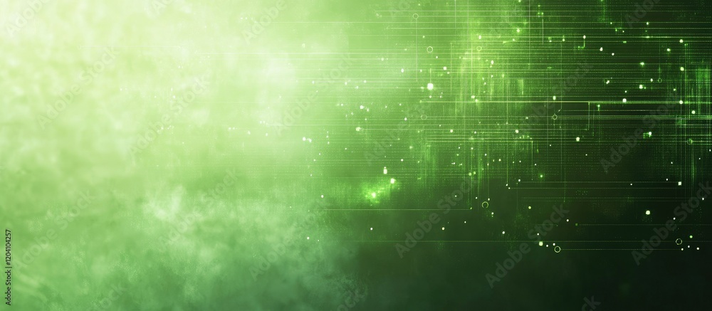 Poster abstract green digital background with soft lighting and texture featuring light spots and lines, co