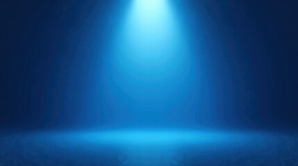 A Single Bright Beam Illuminates a Deep Blue Studio Space, Ideal for Product Displays and Presentations