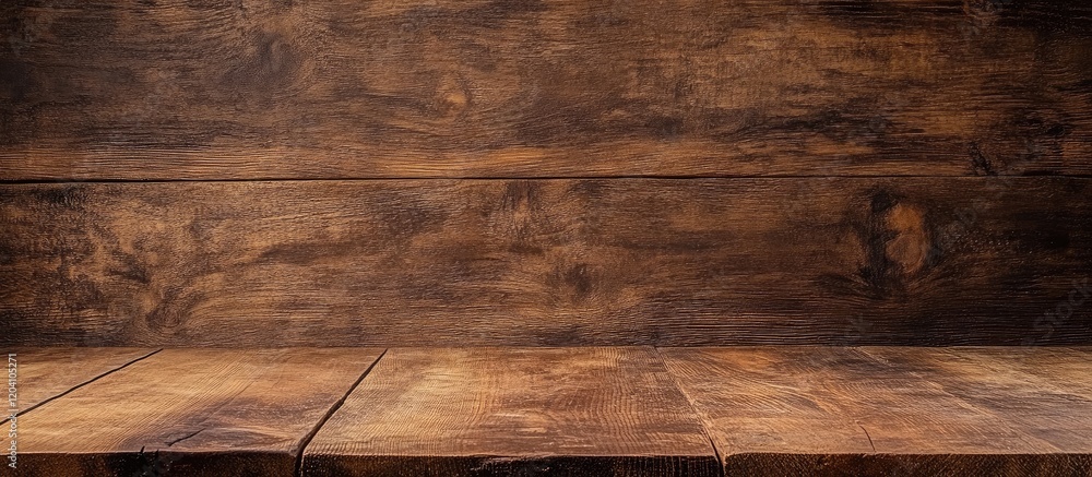 Poster wooden texture background with dark brown planks and copy space for text or design elements