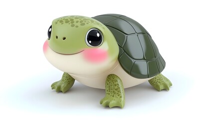 Fototapeta premium Adorable 3D rendered cartoon turtle.