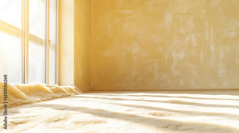 Poster minimalist empty room with soft light and beige walls and floor showcasing copy space for text place