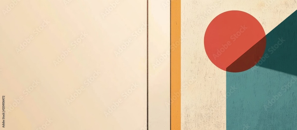 Poster abstract geometric background with soft color palette featuring circles and rectangles with copy spa