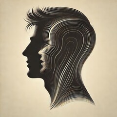 Profile View Silhouette A classic silhouette in profile represen