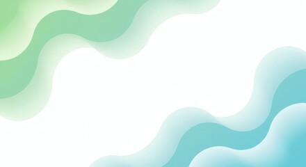 Abstract Background Soft Green and Blue Wave Design Fluid Shapes Gradient Colors