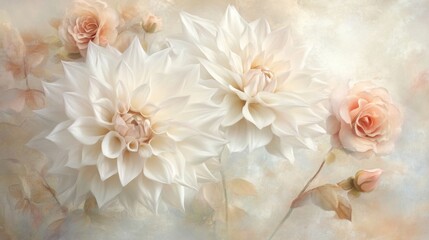 Ethereal floral composition with dahlias and roses