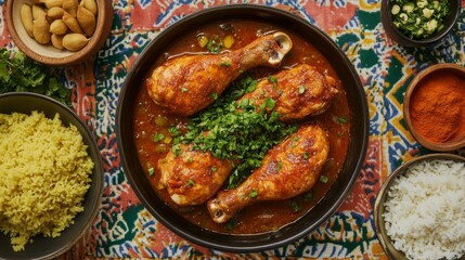 Flavorful Mozambican Piri-Piri Chicken in Colorful Rustic African Setting