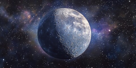 Fototapeta premium Ethereal full moon in starry cosmos