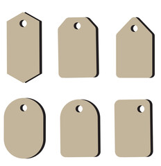 Print A set of realistic black price tags on a transparent background. Cardboard labels with a thread. Gift labels on a rope. 1176