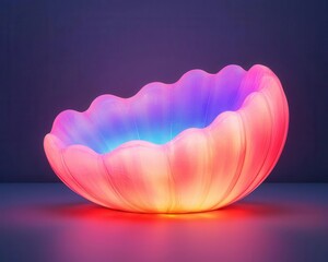 Artistic luxury pod with a translucent shell and ambient colored light within