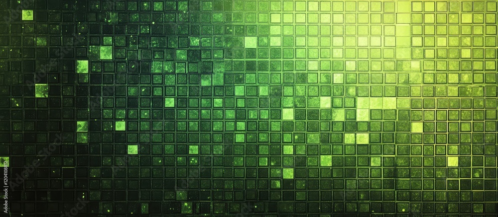 Aufkleber green digital mosaic pattern with varying shades and squares designed for background use with copy s