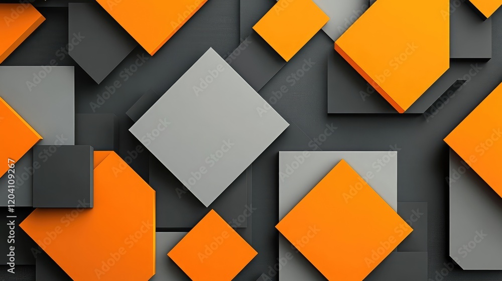 Poster abstract geometric background with gray and orange shapes arranged in a modern design featuring copy