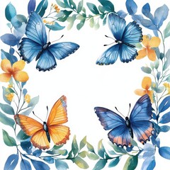 Transformative butterflies dance, digital watercolor