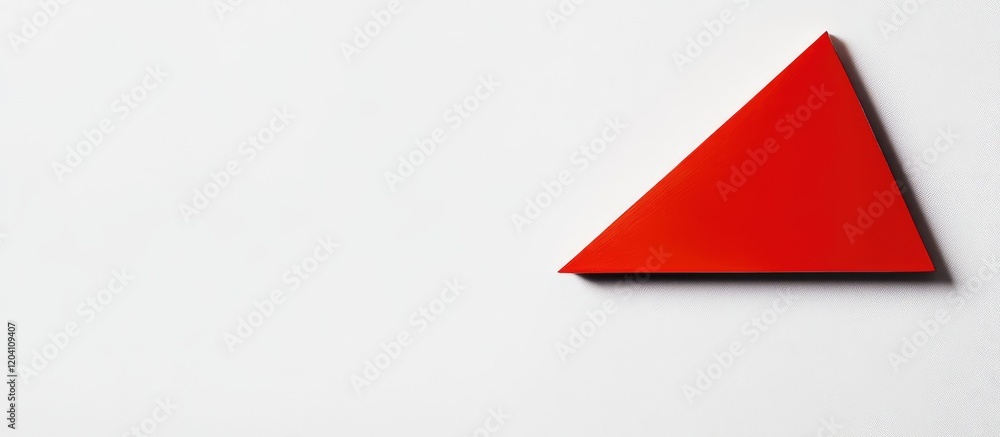 Poster red triangular shape on a white background with ample copy space for text placement