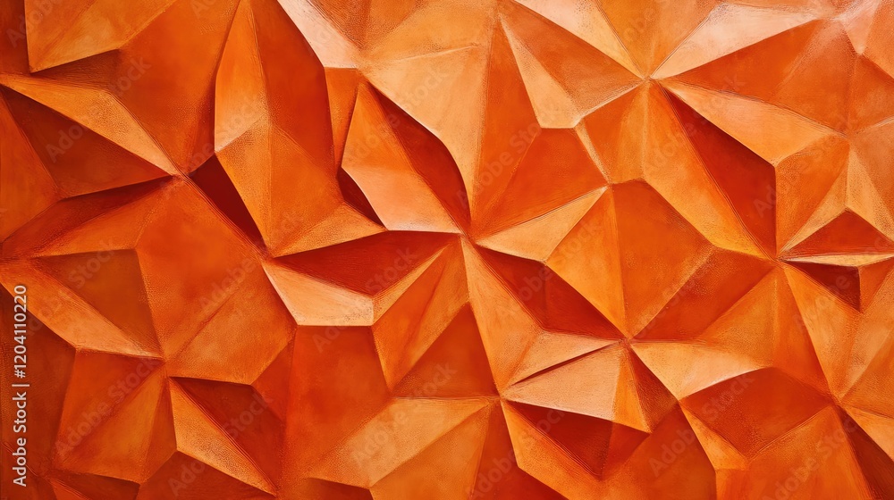 Poster geometric textured background in orange tones with three-dimensional effect and copy space for desig