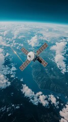 Exploration of Earth from Above with a Satellite Capturing Beautiful Clouds and Oceans. Generative AI