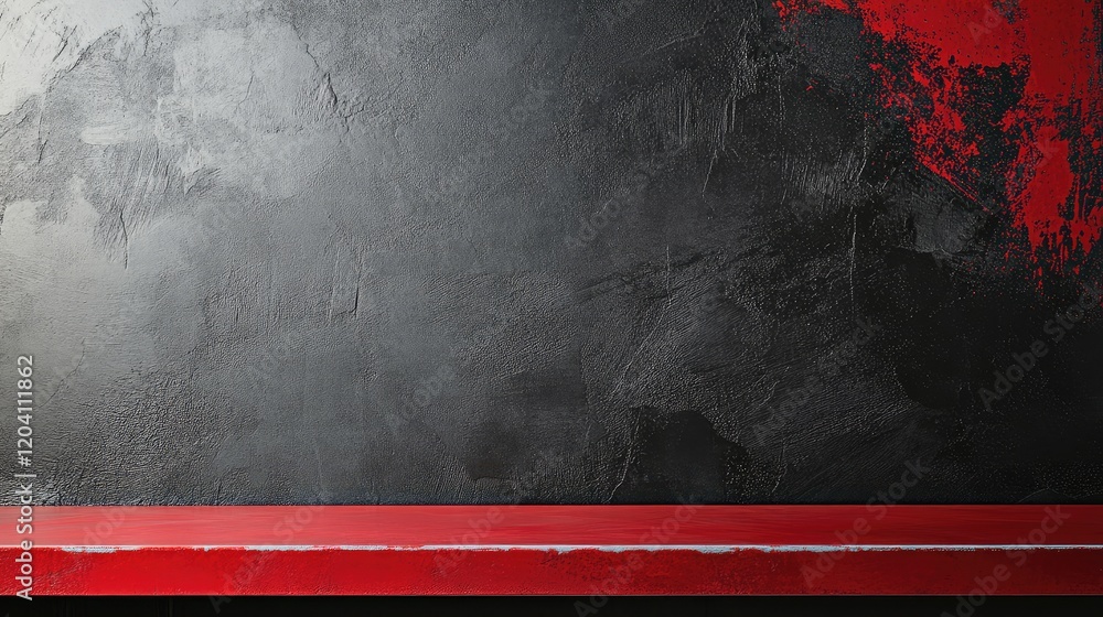 Aufkleber black textured background with red paint streak and copy space for text placement