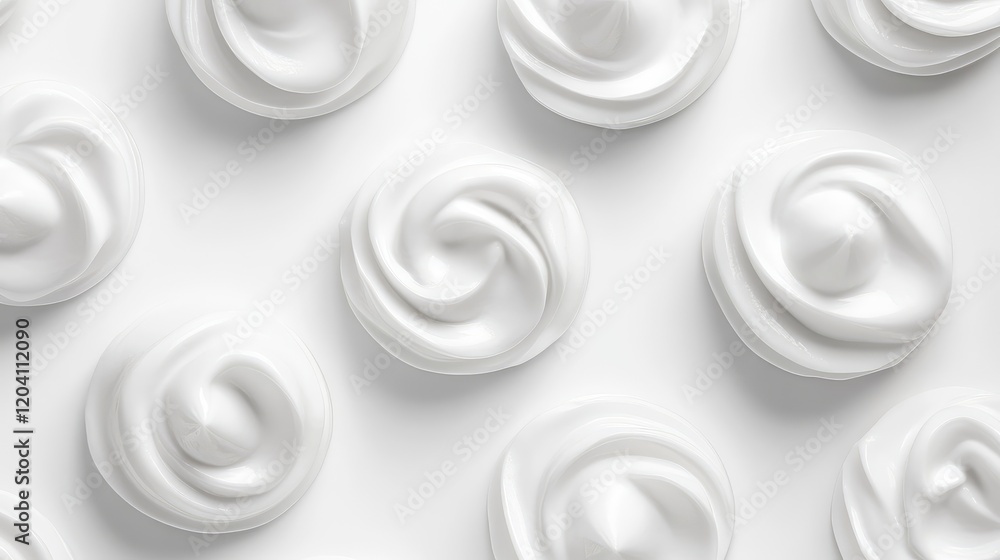 Poster whipped cream swirls on a white background with ample copy space for text placement