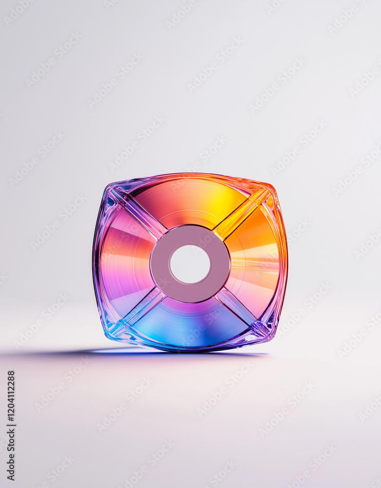 Poster colorful high resolution photograph of empty cd with vibrant hues. unique design and reflective surf