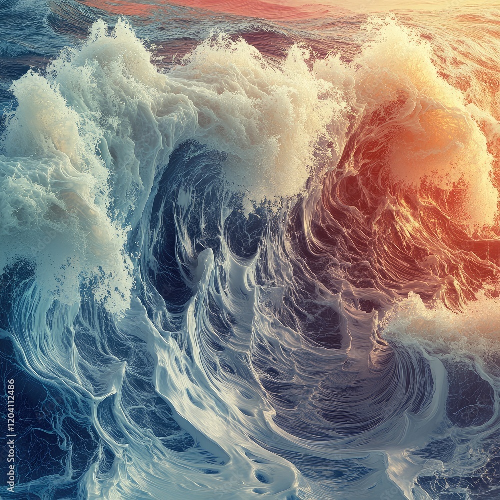 Aufkleber abstract ocean waves with dynamic motion and vibrant colors creating a natural pattern copy space