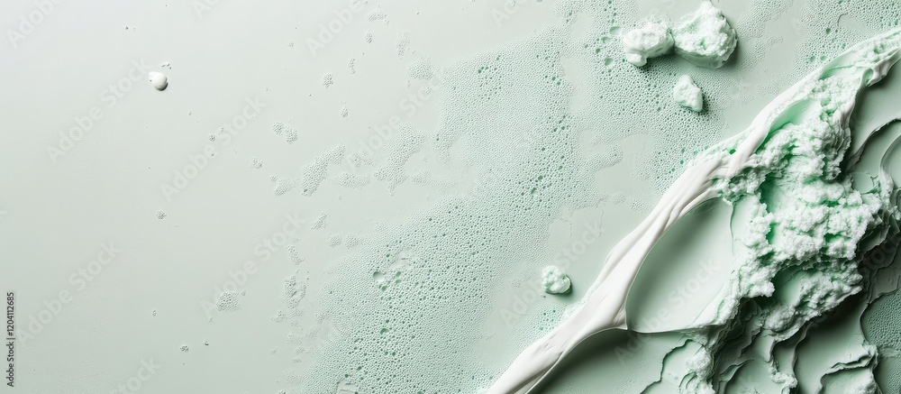 Poster abstract pastel mint green texture with layered paint and creamy substance on a smooth background wi