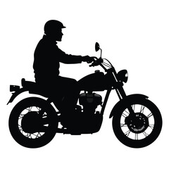 Fototapeta premium Silhouette man riding motorcycle full body black color only 