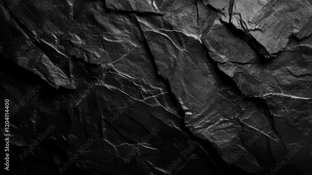 Poster textured black rock surface with visible striations and cracks suitable for background and design pu