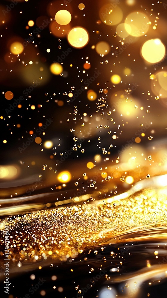 Poster close-up of a gleaming surface with a fuzzy image of light source from above