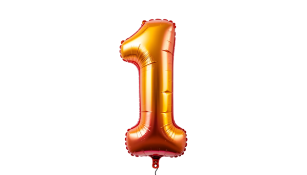 Shiny gold and red number one balloon. - Powered by Adobe