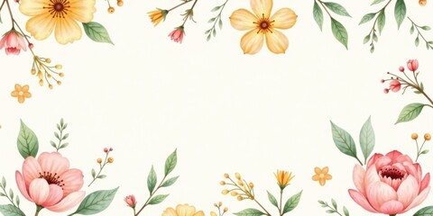Obraz premium A Delicate Floral Frame for Elegant Designs and Invitations Featuring Soft Hues and Botanical Elements