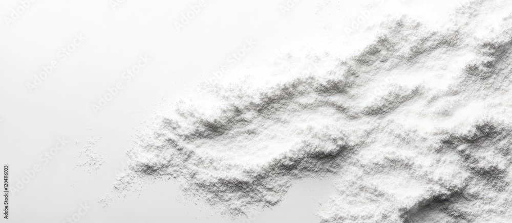 Aufkleber fine white powder spread across a flat surface on a light background with copy space for text placem