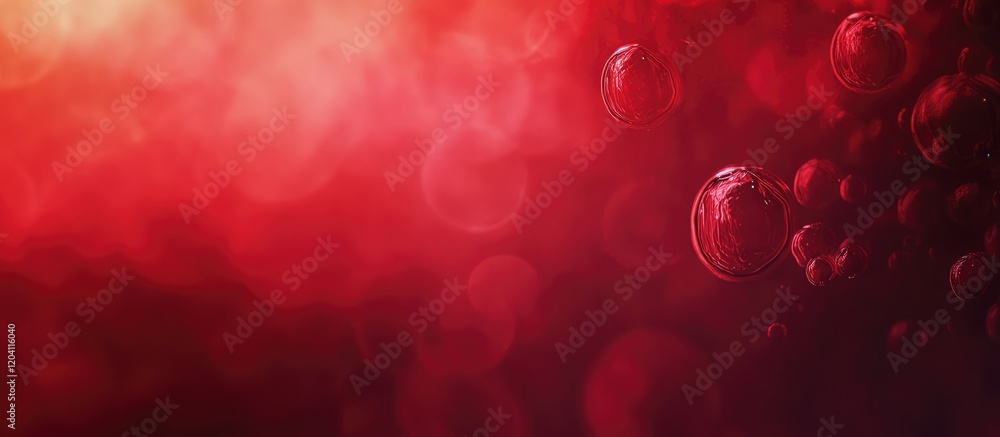 Poster abstract red background with soft bokeh circles and bubbles copy space for text or overlays