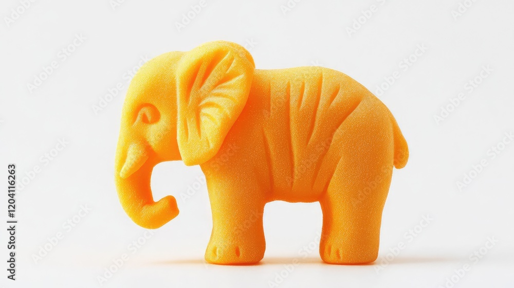 Aufkleber rubber toy elephant in bright orange color on white background with copy space for text or design el