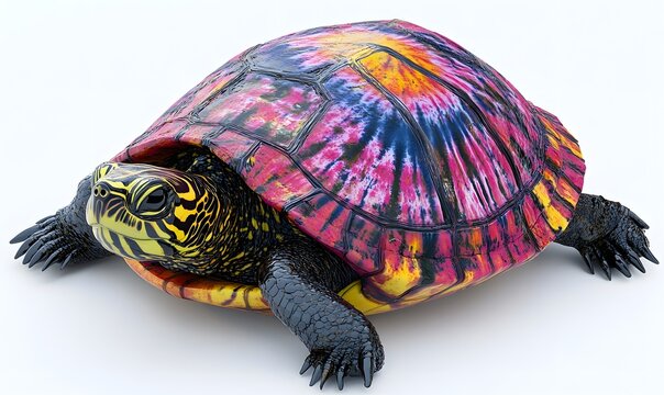 Colorful tie-dye patterned turtle shell. (1)