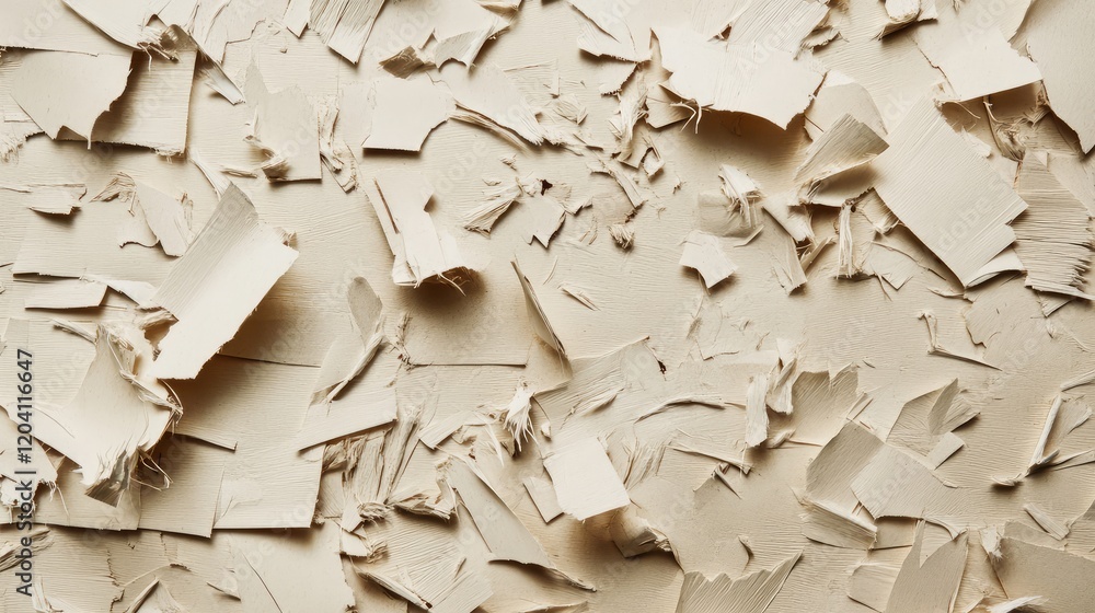Poster textured background of peeled paint in neutral color tones with various sized flakes creating an abs
