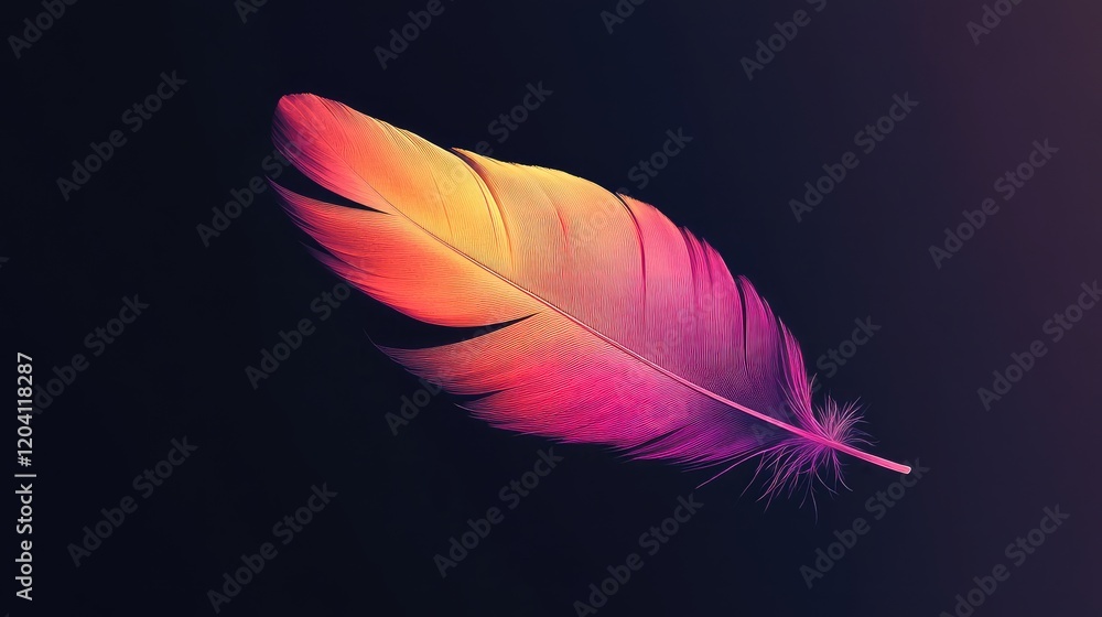 Poster colorful gradient feather on dark background with copy space for text