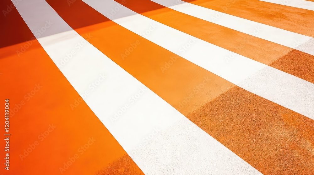 Poster vibrant orange and white striped pattern on textured surface with ample copy space for design elemen