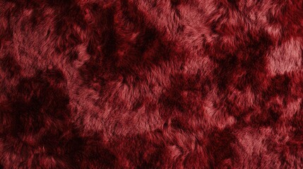 Naklejka premium Red fluffy faux fur texture background with a soft, dense appearance and varying shades, ideal for decorative use and textile design. Copy Space.