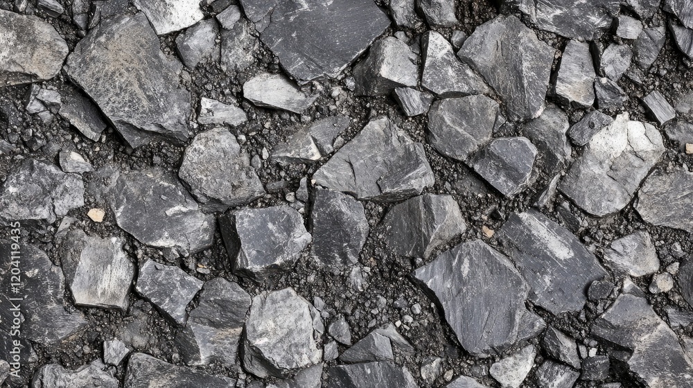 Poster dark gray stone texture background with rough uneven surfaces and varied shapes, suitable for use in