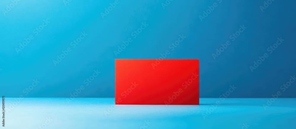 Poster red rectangular block on a blue background with copy space for text placement. minimalist design con