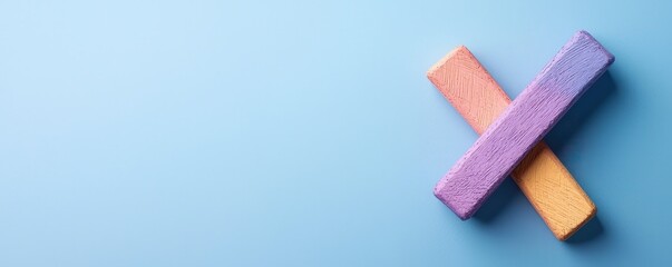 Colorful wooden blocks on blue background