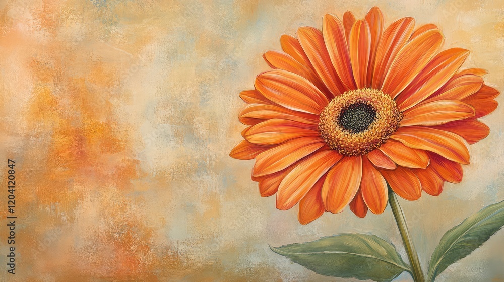 Poster orange flower with textured background and ample copy space for text placements