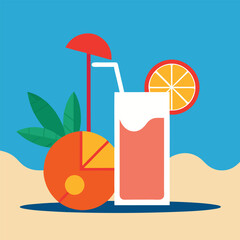  Colorful fresh vacations cocktails vector illustration
