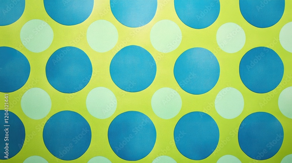 Aufkleber colorful polka dot pattern with blue and green circles on a yellow background suitable for design pr
