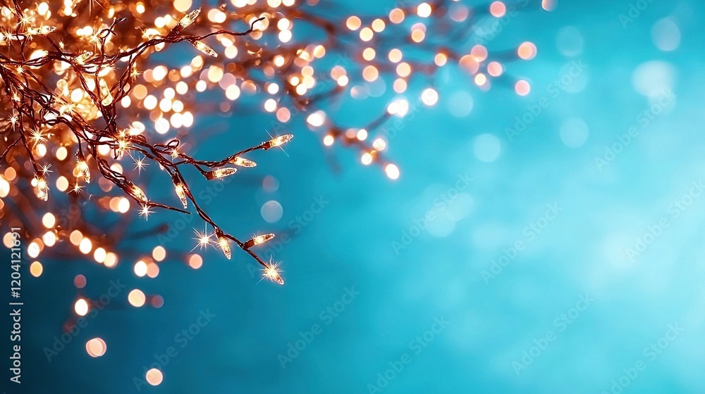 Aufkleber a zoomed-in image of a tree with numerous lights adorning its branches against a backdrop of brillia